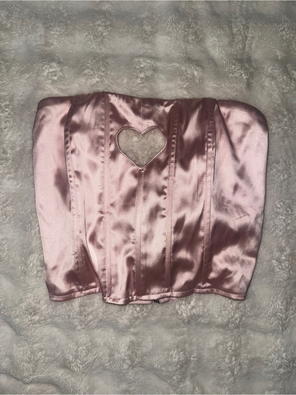 Fashion Nova Pink Satin Heart Cutout Corset Bandeau